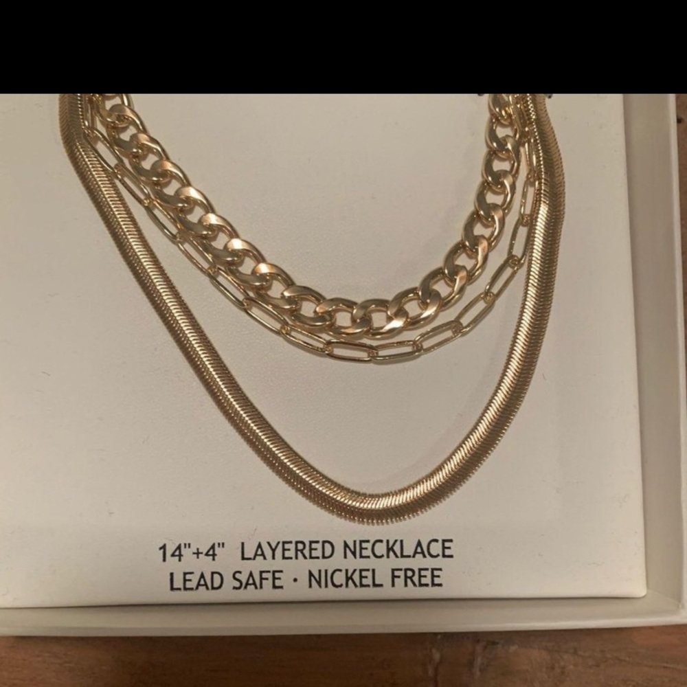 Three Layer Gold Necklace. Nwt - image 2